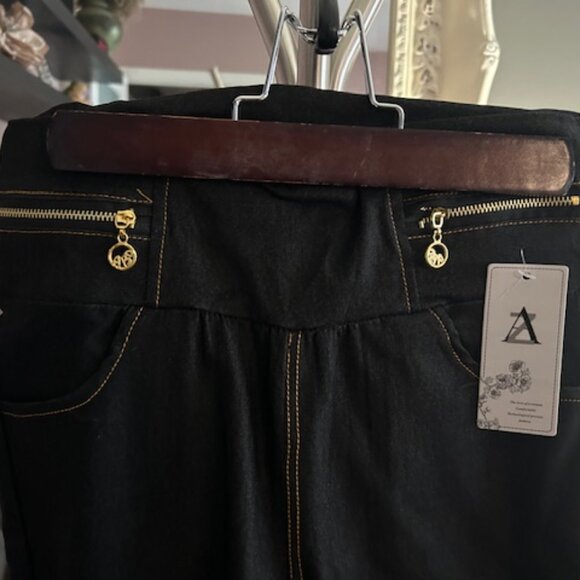 AZ Women's Zipper Detail Blue Jeans Leggings - Picture 2 of 4